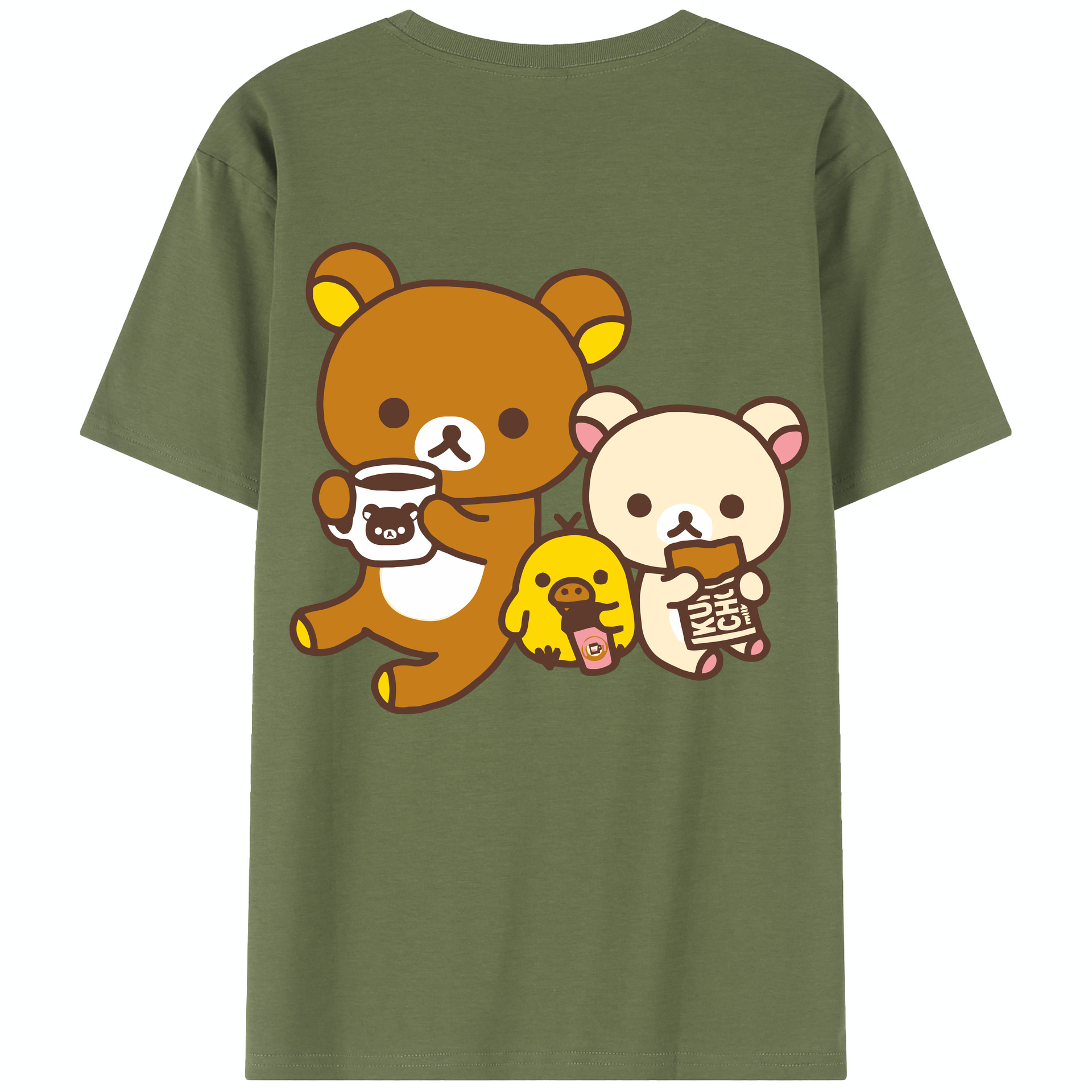 （画像用） リラックマ リラックマ キイロイトリ Rilakkuma Korilakkuma Kiiroitori 綿100％半袖Tシャツ（背面プリント）